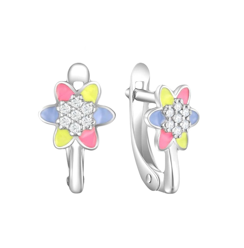 Серьги из серебра "Цветы"