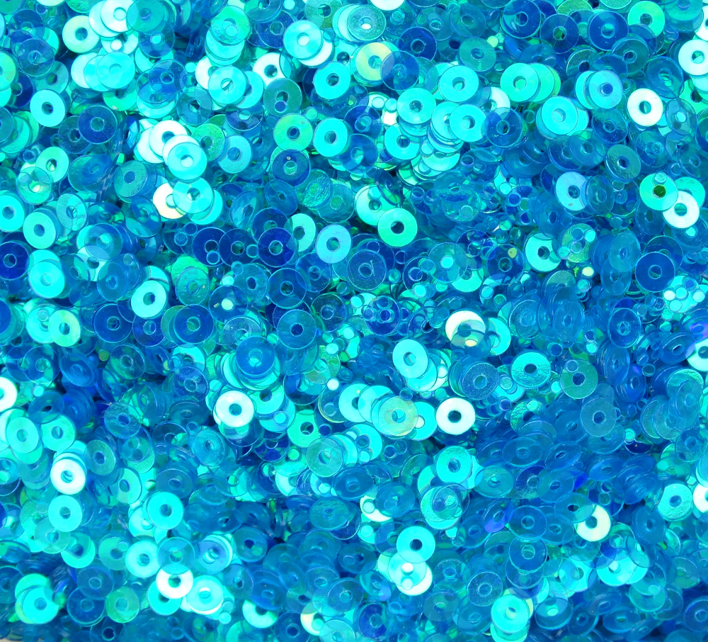 ПП008ДС3 Пайетки круглые плоские, голубой прозрачный (с перламутровым AB), размер: 3 мм, 10 грамм