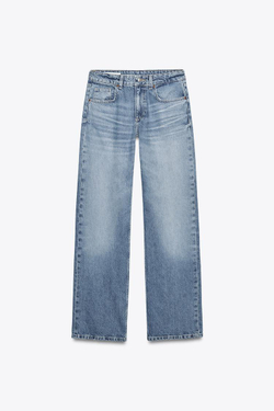 ZARA ДЖИНСЫ TRF WIDE LEG СО СРЕДНЕЙ ПОСАДКОЙ, СИНИЙ