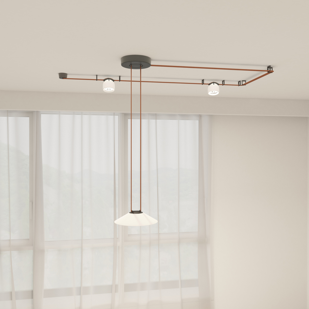 DK5540-WH+BK Поворотный светильник для трека-ремня Belty, серия Spot, со светодиодом, D100*H107мм, 48V DC, 12W, RA90, 38°, 4000K, IP20, белый с черным, алюминий