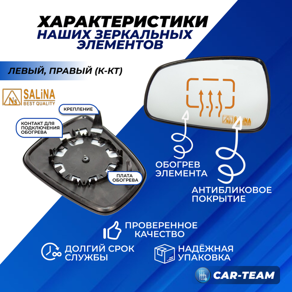 Зеркальные элементы на Лада X-Ray нейтральный антиблик с обогревом (лев., прав.) "Солина"