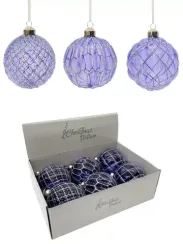 Набор винтажных стеклянных шаров Благородство 100 мм., синий-золото, 6 шт., Christmas DeLuxe (13046)