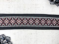 Тесьма жаккард, ш. 4 см, чёрный/бордовый (НАРЕЗКА)