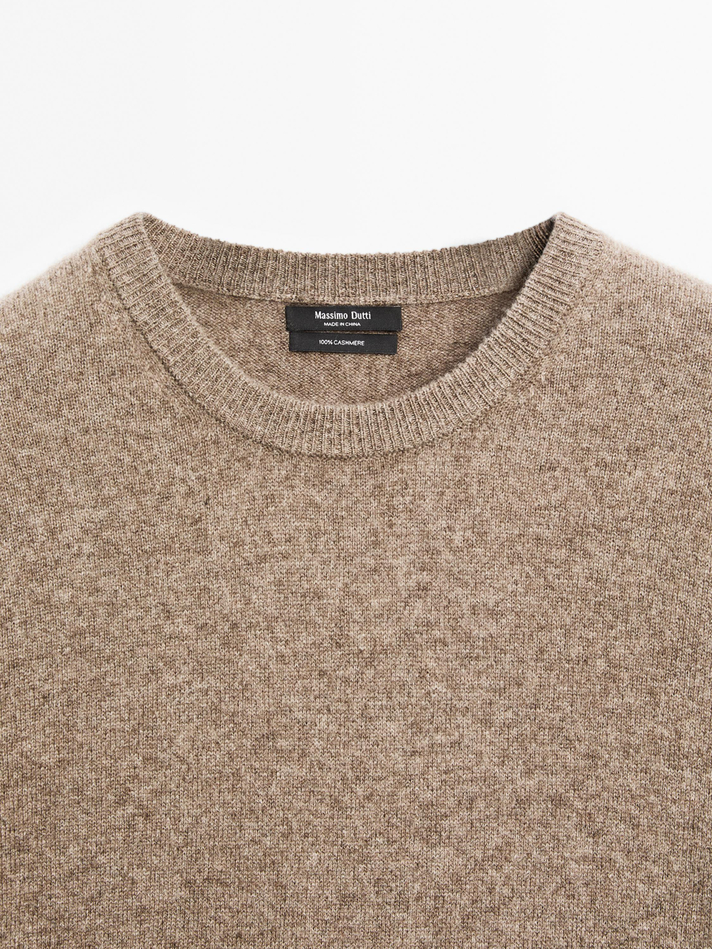 Massimo Dutti Свитер из 100% кашемира с длинными рукавами, кротово-коричневый