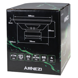 Колонки ARNEZI Deeptone 6, 16 см широкополосные, 2шт, 16 см (6 дюйм.), Max Вт ARNEZI A2010002