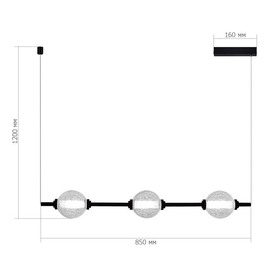 SL6120.403.03 Светильник подвесной ST-Luce Черный/Прозрачное кракелированное стекло LED 3*8,5W 3000K PEEK