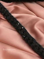 Тесьма плетеная черная с пайетками хамелеон