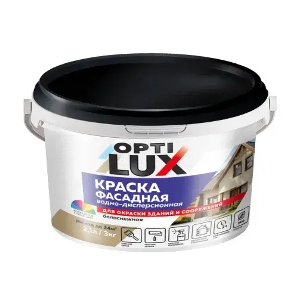 OPTILUX  Краска акриловая фасадная белоснежная  3кг (ИжСинтез)