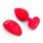 Красный анальный плаг с кристаллом-сердцем 10,5см b-Vibe Vibrating Heart Shape Jewel Plug M-L BV-051-RED