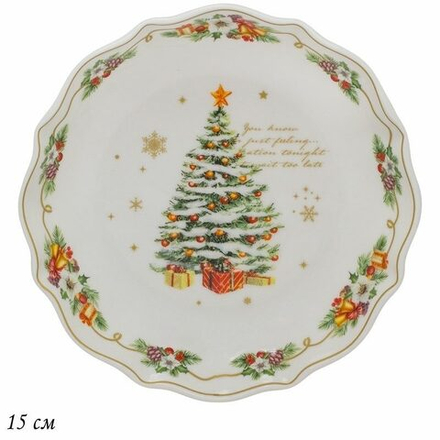 Lenardi 205-299 Блюдо 16 см НОВЫЙ ГОД в под.уп.(х48)Фарфор