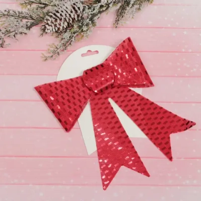 Бант на ёлку «Сияние» 16*21 см, Красный