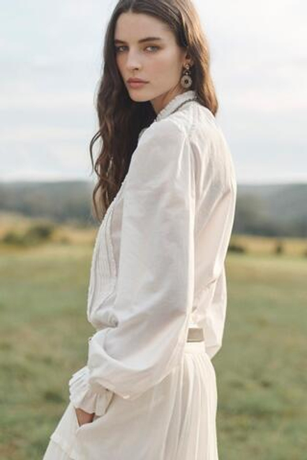 ZARA БЛУЗА С ПЛИССИРОВКОЙ, БЕЛЫЙ
