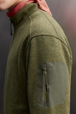 ZARA ВЯЗАНАЯ КУРТКА С ФЛИСОМ, ЗЕЛЕНЫЙ