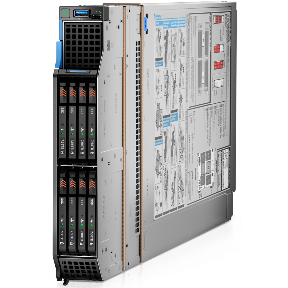 Сервер Dell MX760C 2.5" Chassis with up to 4 SATA/NVMe Hard Drives (No SAS; No PERC) / TPM 2.0 / Bezel / 2x Intel Xeon Gold 6542Y 2.9G, 24C/48T, 60M Cache DDR5-5200 / 16x 64GB RDIMM, 5600MT/s / 1x BOSS-N1 controller card with 2 M.2 480GB RAID 1 / 1x QLogi