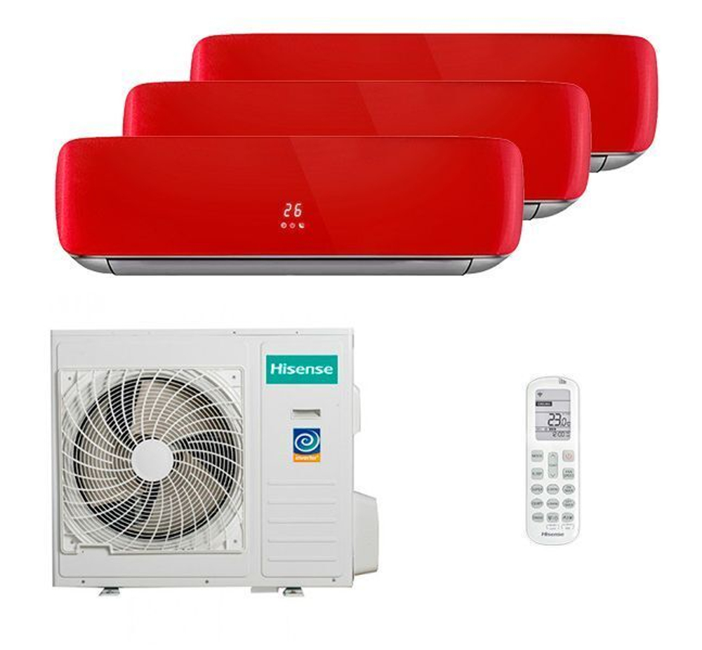 Мульти сплит-система Hisense на 3 комнаты (25+25+25 кв.м.) Red