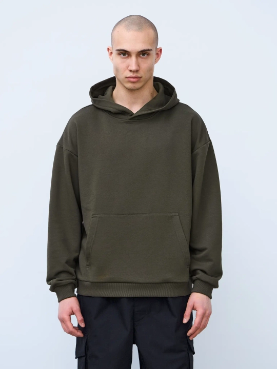 Худи оверсайз без начеса (хаки)