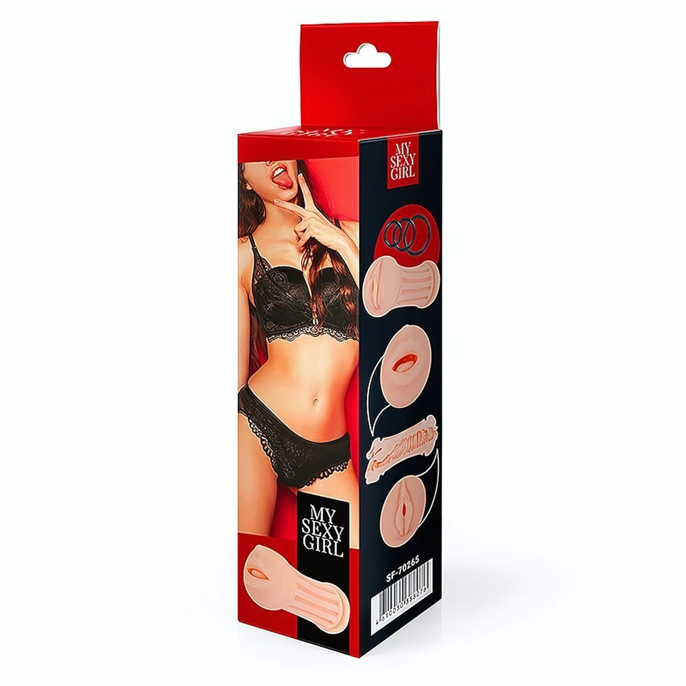 Двусторонний мастурбатор - ротик и вагина (Цвет: телесный)