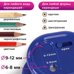 Точилка электрическая BRAUBERG "STANDARD" 2 отверстия для карандашей (включая утолщенные) питание от 4 батареек АА (2 штуки в упаковке)