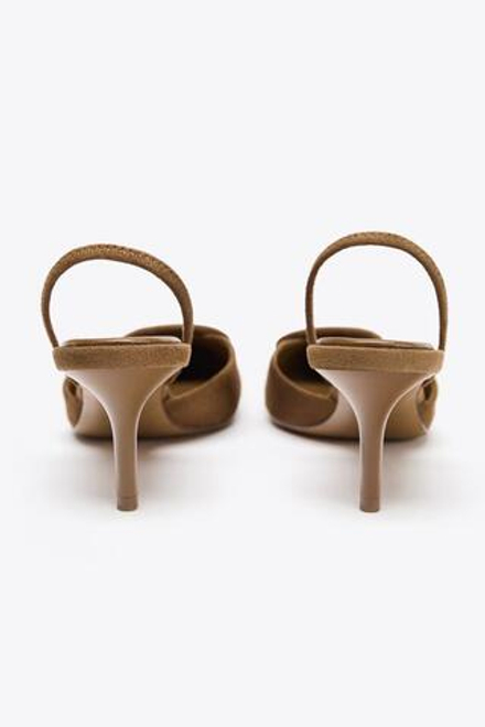 ZARA ТУФЛИ-МЮЛИ С ДЕКОРАТИВНЫМИ ДЕТАЛЯМИ, КОРИЧНЕВЫЙ