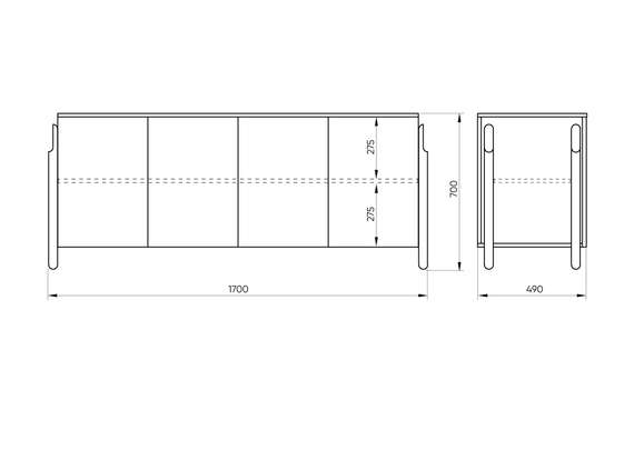 Тумба Basic 4 двери ширина 170 см (дымка)