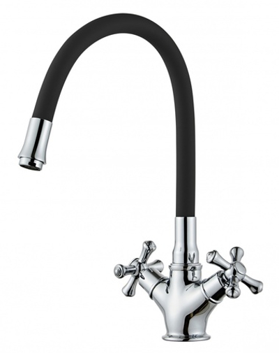 210124-C См-ль 2-руч. для кухни с гибким из. (ЧЕРНЫЙ) ViEiR (10/1шт)