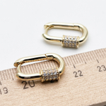 Ювелирные швензы Конго, позолота, фианиты, размер 20*14 мм, толщина 3 мм, цена за пару