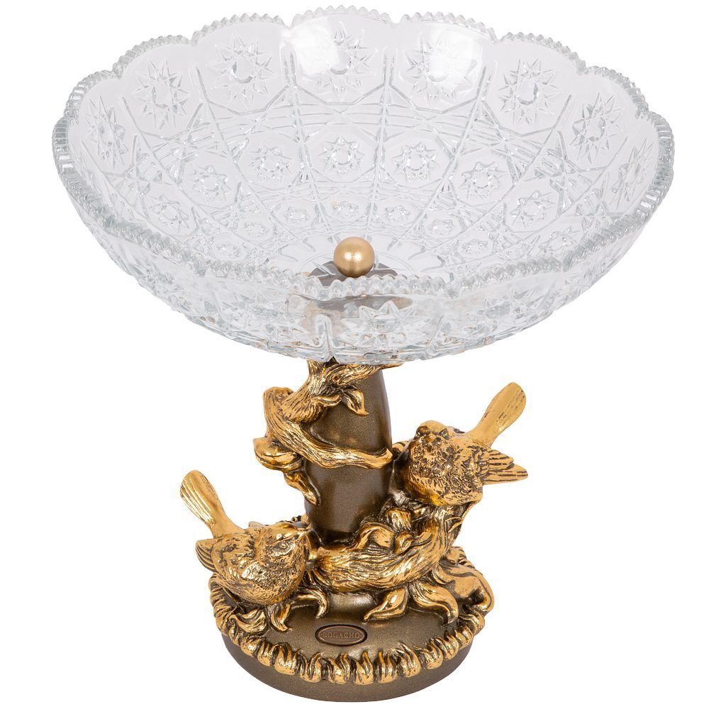 Фруктовница-конфетница Мелодия любви со стеклянной чашей 7373 Бронза