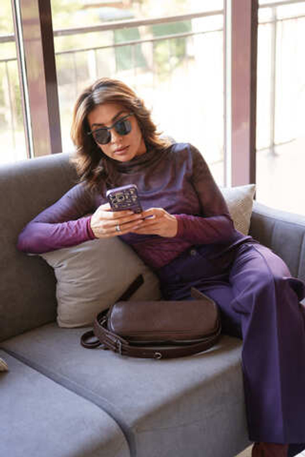 Сумка женская КОРИЧНЕВЫЙ Нат.кожа Текстиль