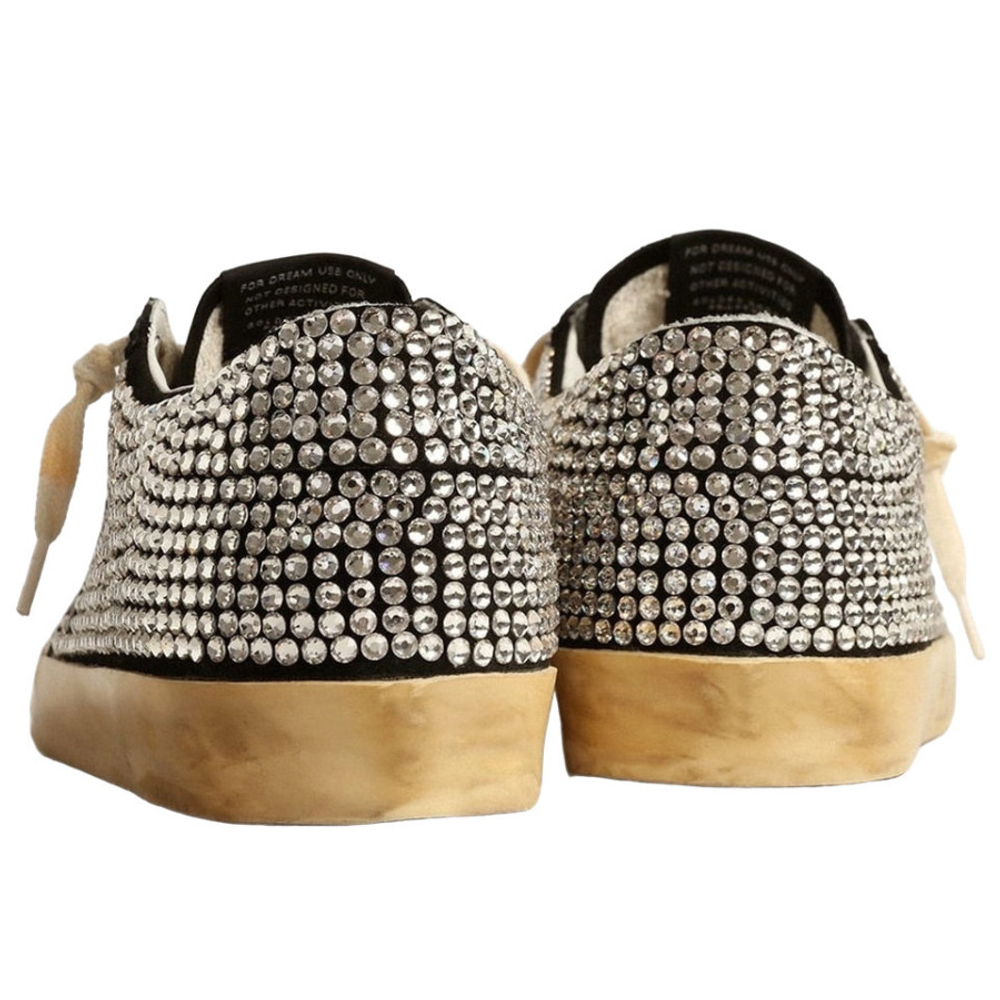 Женские Golden Goose Superstar LTD with Swarovski Crystals and Black Leather Star