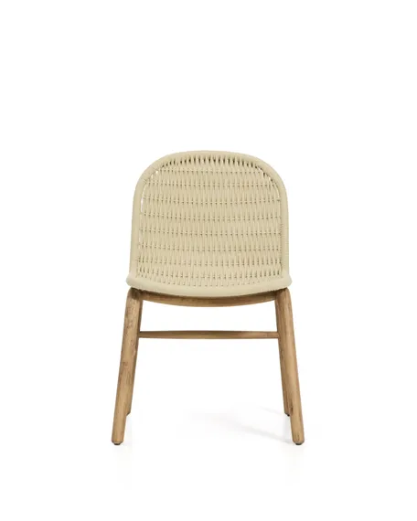Уличный стул Alipa из массива акации и веревки кремового цвета
