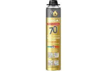 Пена монтажная V6 70 MEGA профи всесезонная 900 гр.