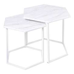 Стол журнальный МеталлАрт М003 белый мрамор/белый