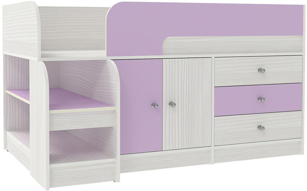 Кровать-чердак КарИВи Астра 9, 1 Белое Дерево Ирис