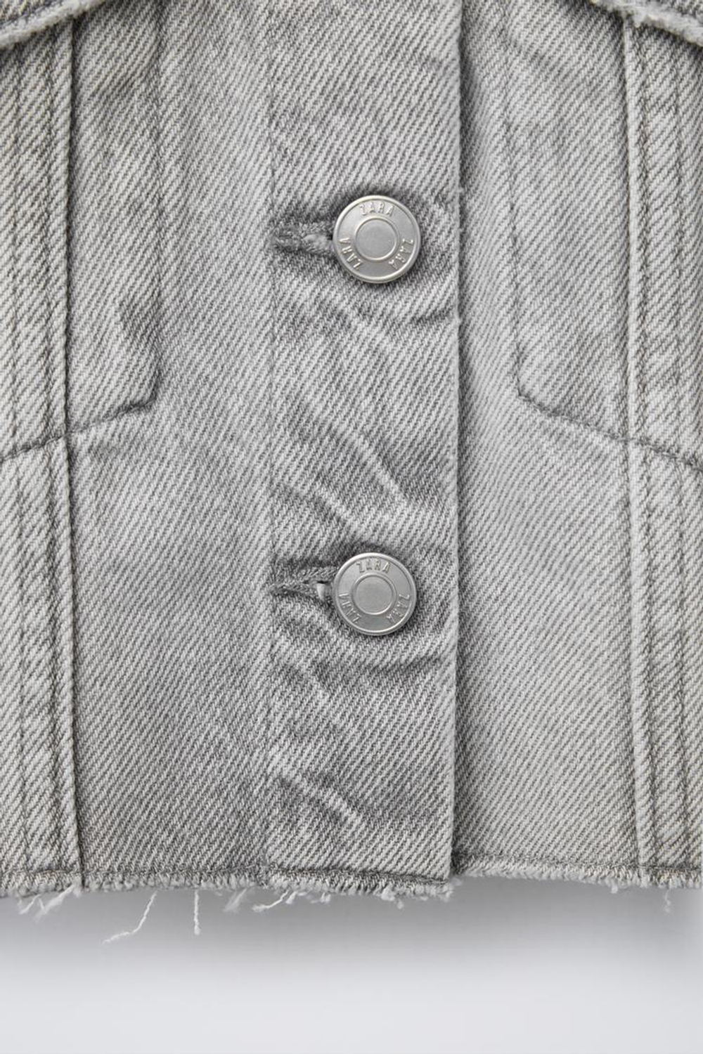 ZARA ДЖИНСОВАЯ КУРТКА CROPPED, СЕРЫЙ