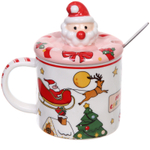 Кружка керамическая 350мл «Санта» с крышкой и ложкой