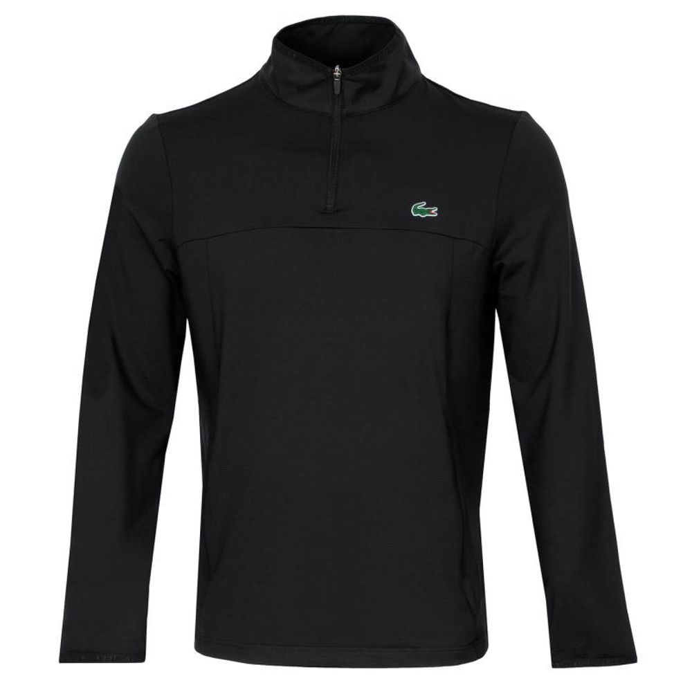 Мужская теннисная кофта Lacoste Men's SPORT Stretch Zippered Collar Sweatshirt - black