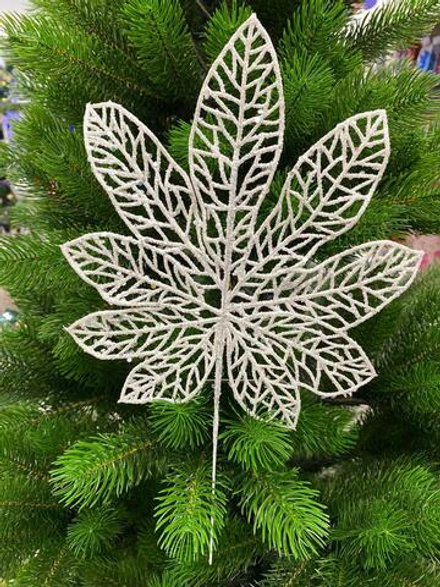 Ветка декоративная Папоротник белый 36x22x0,4см 89526