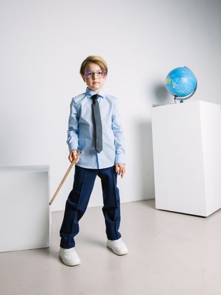 Рубашка для мальчика "Голубая" 7+