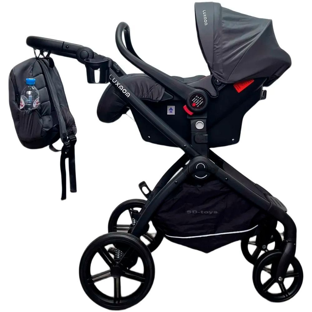модульная коляска 3в1 Luxmom 92 , автолюлька /темно-серый цвет