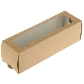 Коробка для макарун крафт БЕЗ РИСУНКА 18х5,5х5,5 см (№87)