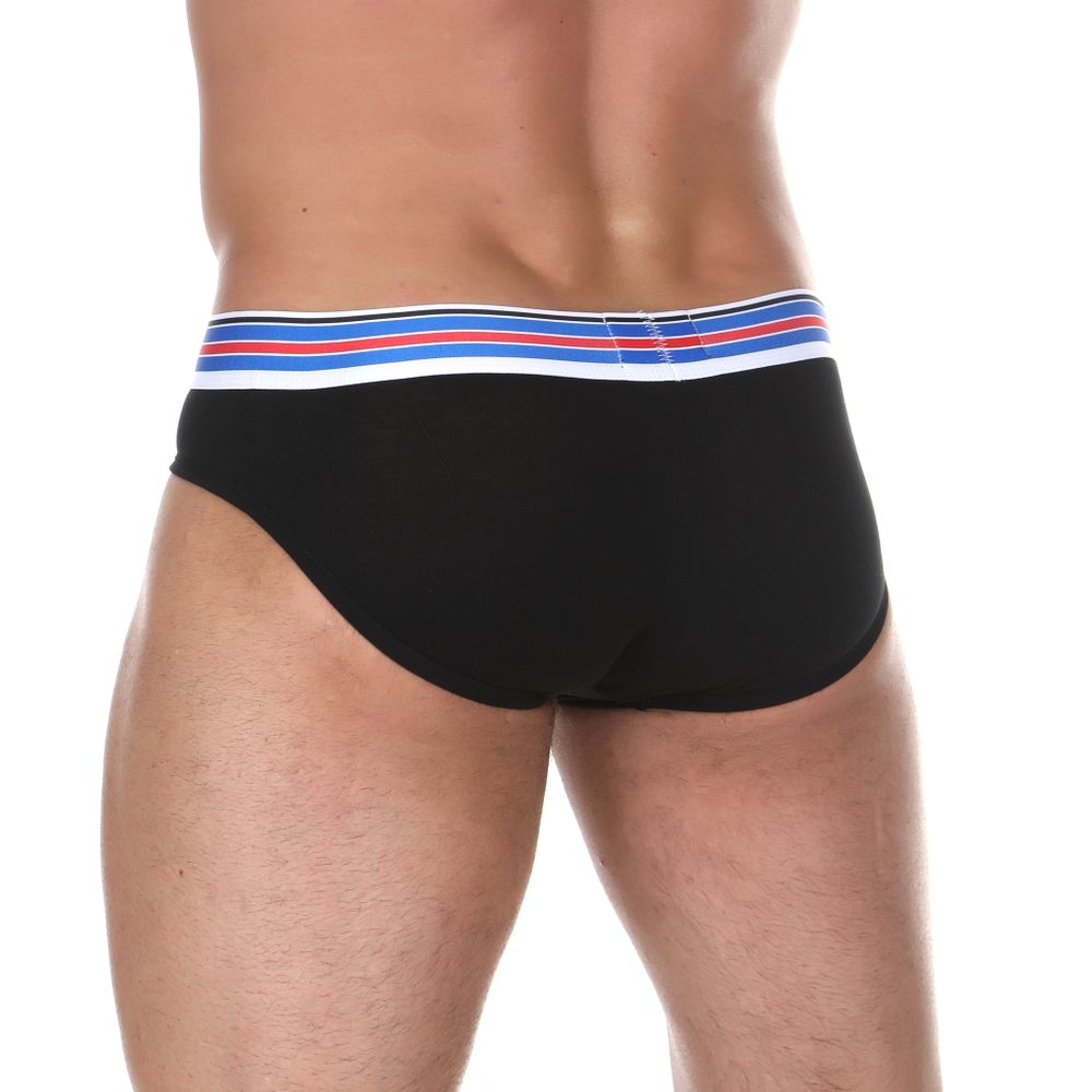 Мужские трусы брифы черные с вставкой из сетки AussieBum