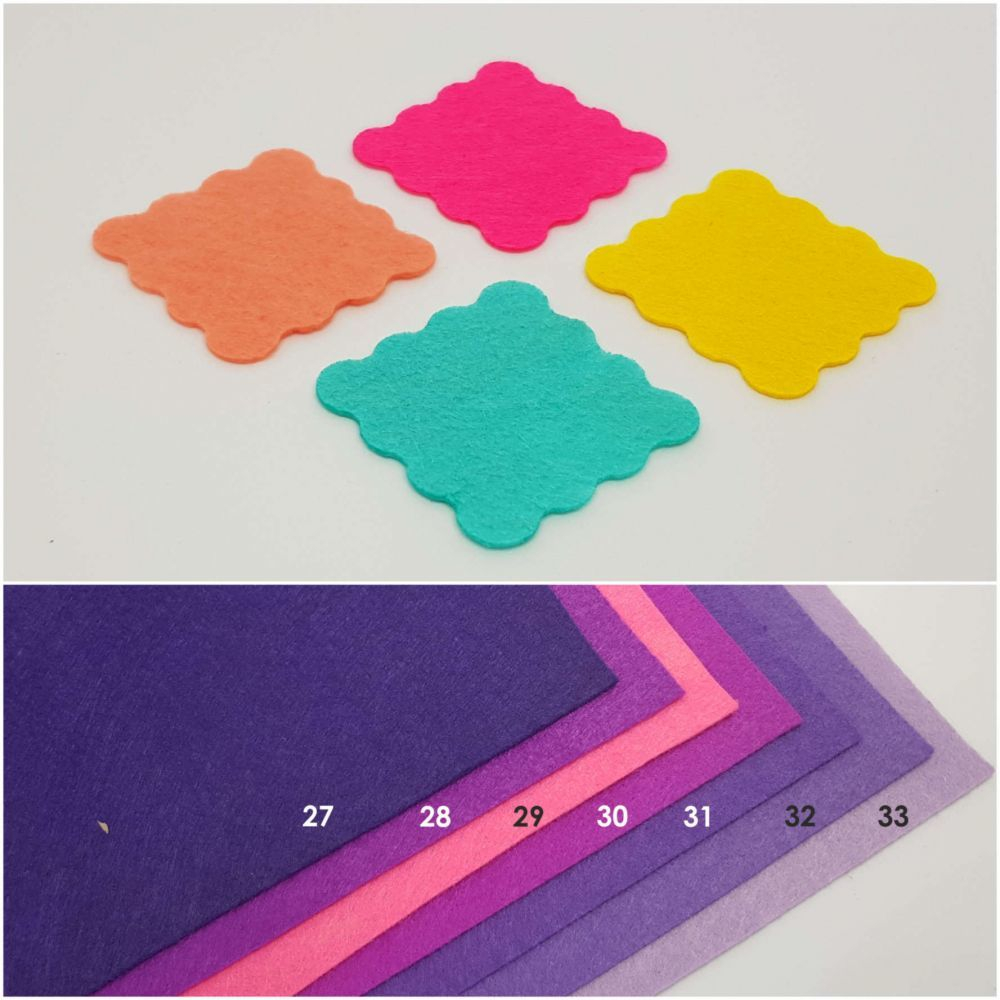 Фетровые пяточки квадратные "волна" 35мм, цвет № 30 ярко-фиолетовый (1уп = 192шт)
