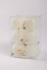 Набор пластиковых шаров Вероника 60 мм., белый глиттер, 12 шт., ЕлкиТорг (150223)