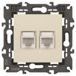 Розетка ЭРА Elegance 14-3108-02 информационная двойная 2хRJ45 IP20 слоновая кость | Эра Elegance