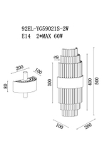 92EL-YG59021S-2W Бра хром, стекло прозр. 20*10*h.50см