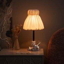 Настольная лампа Белла Белый с абажуром Адель Бланко