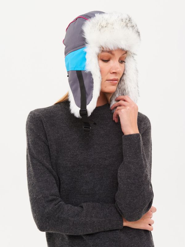 Шапка ушанка зимняя Siberia Lady ткань Breathable цвет Голубой/Серый