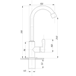 Смеситель для кухни 1/2 кер ПРОФСАН ПСМ-906-008 "КОМПЛЕКТАЦИЯ" НЕРЖ, моно, п/гайку, б/подв. САТИН