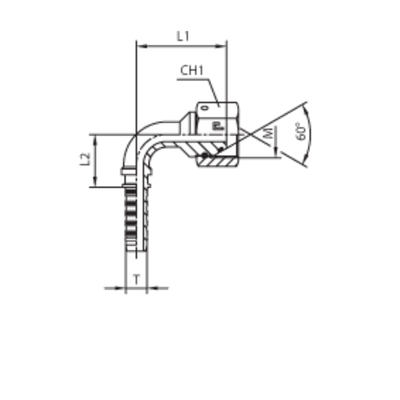 Фитинг DN 08 DKM (Г) 16x1.5 (90) (штифтованная гайка, o-ring)
