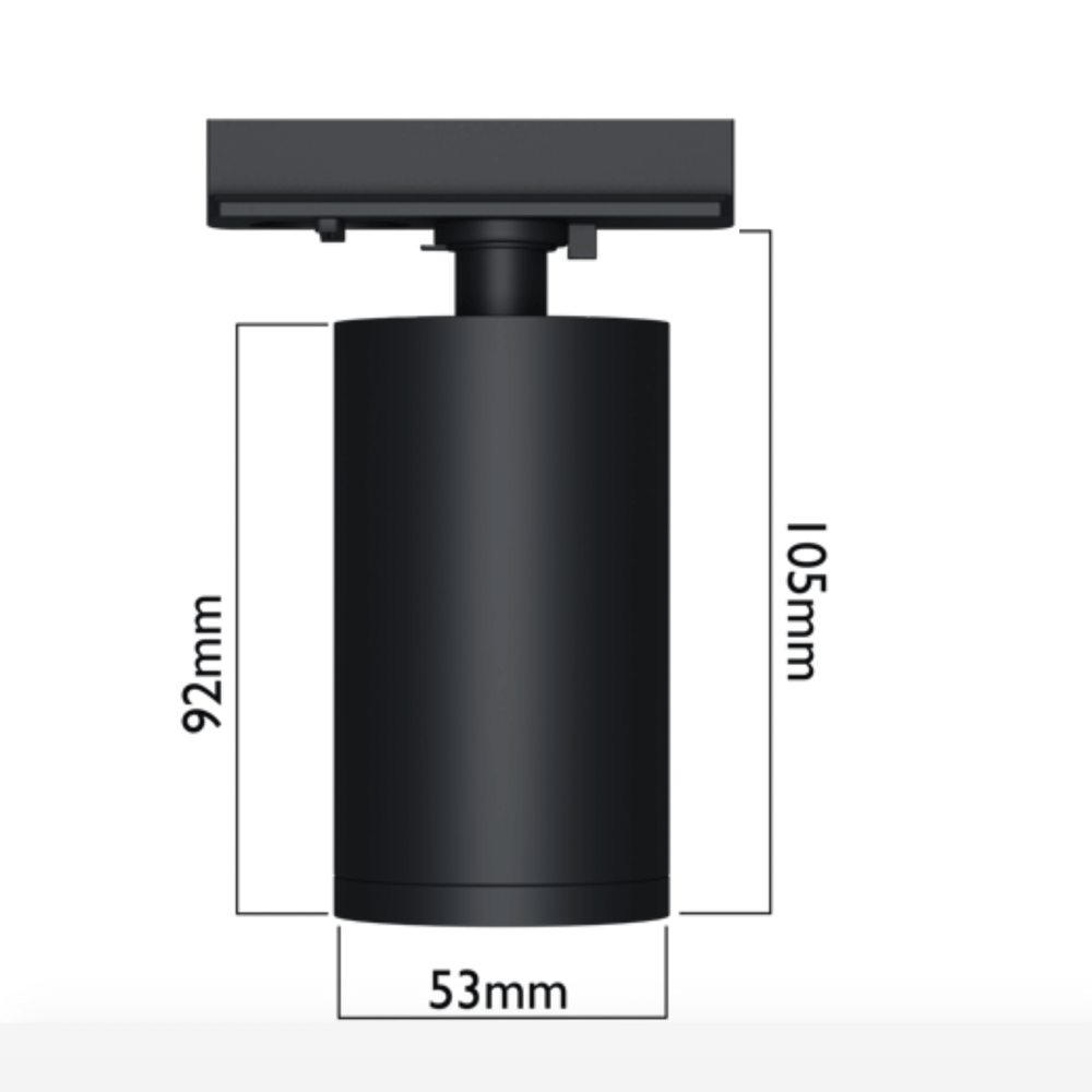 Однофазный трековый светильник Vaes GUN GU10, чёрный
